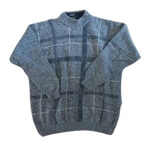Scott Officer Scotland Wool & Angora Knit Fisherman Donegal Sweater XL Blue